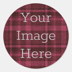 Creëer Uw eigen bessenrood + zwart geruite flanel Ronde Sticker
