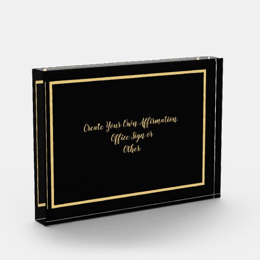 Creëer Uw eigen bevestiging of tekst zwart en goud Fotoblokken (Links)