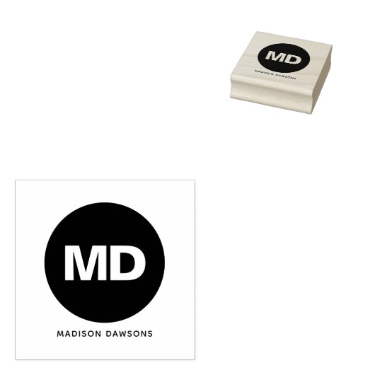 Creëer uw eigen Black Circle Monogram Bold Custom Rubberstempel (Gestempeld)