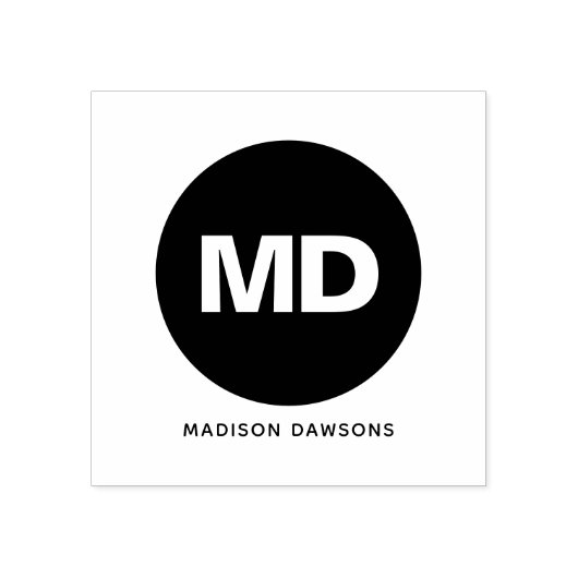 Creëer uw eigen Black Circle Monogram Bold Custom Rubberstempel (Afrduk)