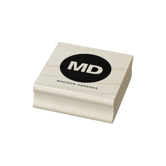 Creëer uw eigen Black Circle Monogram Bold Custom Rubberstempel (Stempel)