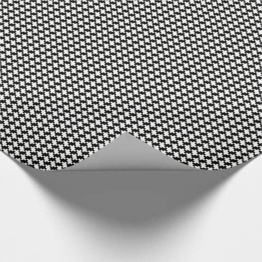 Creëer Uw eigen Black Houndstooth Squares Patroon Cadeaupapier (Hoek)