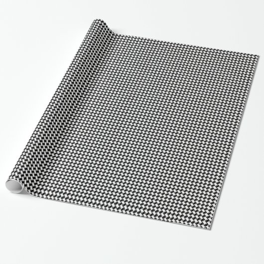 Creëer Uw eigen Black Houndstooth Squares Patroon Cadeaupapier (Uitgerold)