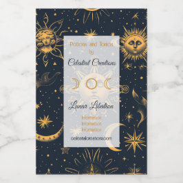 Creëer Uw eigen Blauw Goud Hemelmaan & Sterren Wijn Etiket