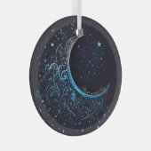 Creëer Uw Eigen Blauw & Gouden Filigraan Maan Glas Ornament (Voorkant Rechts)