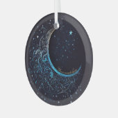 Creëer Uw Eigen Blauw & Gouden Filigraan Maan Glas Ornament (Voorkant links)