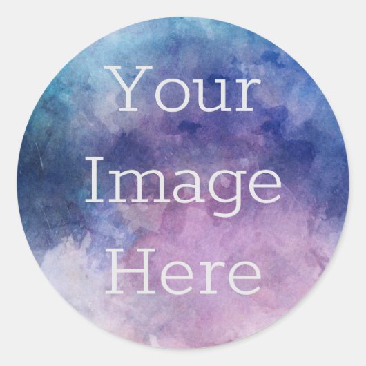 Creëer Uw eigen blauw + Paarse Moody Waterverf Ronde Sticker (Voorkant)