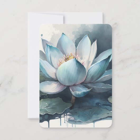 Creëer Uw eigen blauw Waterverf Lotus RSVP Kaartje (Achterkant)