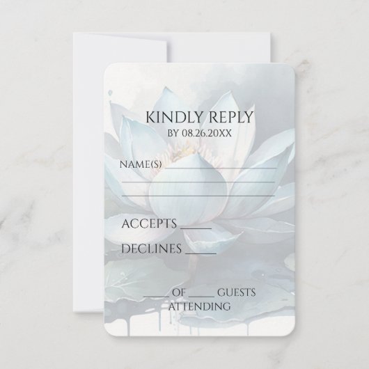 Creëer Uw eigen blauw Waterverf Lotus RSVP Kaartje (Voorkant)