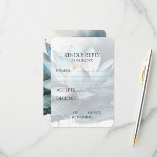 Creëer Uw eigen blauw Waterverf Lotus RSVP Kaartje