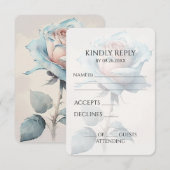 Creëer Uw eigen blauw  Waterverf Roos RSVP Kaartje (Voorkant / Achterkant)