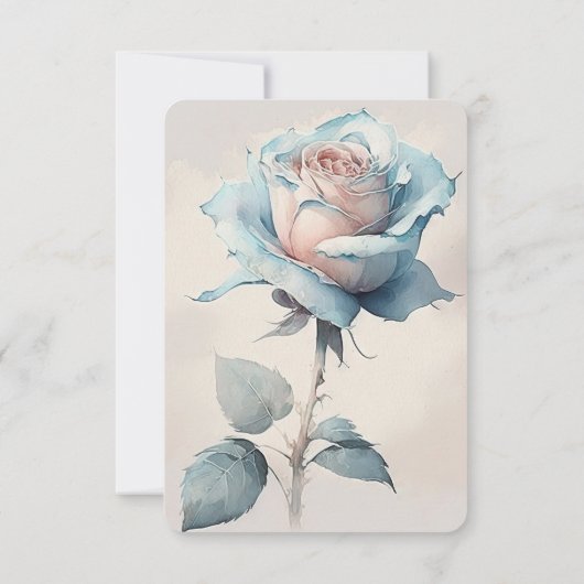 Creëer Uw eigen blauw  Waterverf Roos RSVP Kaartje (Achterkant)