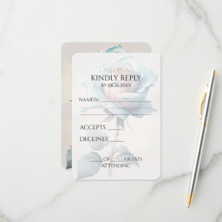 Creëer Uw eigen blauw Waterverf Roos RSVP Kaartje
