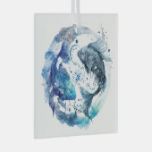 Creëer Uw eigen Blauwe & Blauwgroen Vissen Zodiac Glas Ornament (Voorkant Rechts)