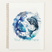 Creëer Uw eigen Blauwe & Blauwgroen Vissen Zodiac Planner (Voorkant)