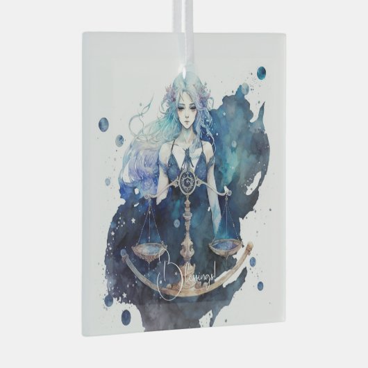 Creëer Uw Eigen Blauwe & Blauwgroen Weegschaal Zod Glas Ornament (Voorkant Rechts)