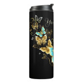 Creëer Uw eigen Blauwe & Gouden Vlinders Thermosbeker (Gedraaid links)