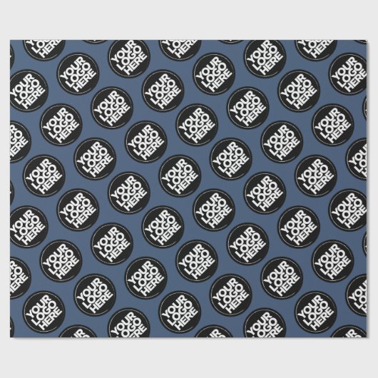 Creëer uw eigen blauwe herhalende Logo achtergrond Cadeaupapier (Vlak)