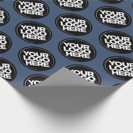 Creëer uw eigen blauwe herhalende Logo achtergrond Cadeaupapier (Hoek)