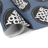 Creëer uw eigen blauwe herhalende Logo achtergrond Cadeaupapier (Rol Hoek)