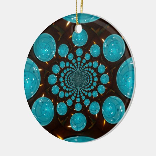 Creëer Uw eigen blauwe lampjes Kaleidoscoop Keramisch Ornament (Links)