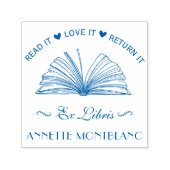 Creëer Uw eigen blauwe naam Ex libris Book Zelfinktende Stempel (Design)