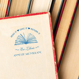 Creëer Uw eigen blauwe naam Ex libris Book Zelfinktende Stempel