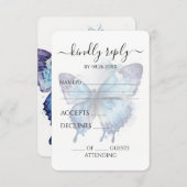 Creëer Uw eigen Blauwe Paarse Waterverf Vlinder RSVP Kaartje (Voorkant / Achterkant)