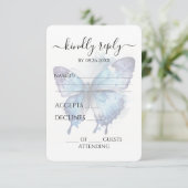 Creëer Uw eigen Blauwe Paarse Waterverf Vlinder RSVP Kaartje (Staand voorkant)