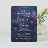 Creëer Uw Eigen Blauwe & Paarse Wildflowers Huweli Kaart (Staand voorkant)