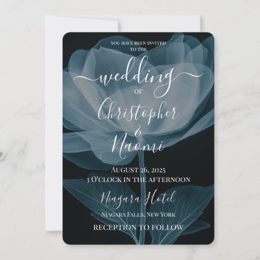 Creëer Uw Eigen Blauwe Röntgenstraal Bloembruiloft Kaart (Voorkant)