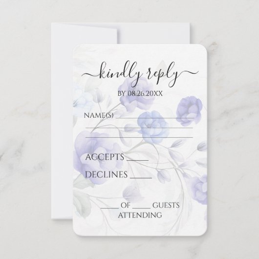 Creëer Uw eigen Blauwe Waterverf Pauw & Bloemen RSVP Kaartje (Voorkant)