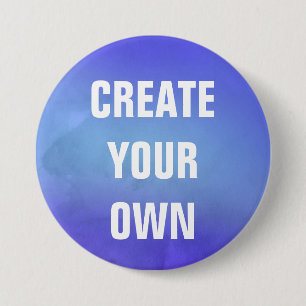 Creëer Uw eigen blauwe Waterverf schilderen Ronde Button 7,6 Cm
