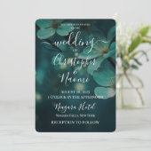 Creëer Uw eigen Blauwgroen Bloemen & Lichten bruil Kaart (Staand voorkant)