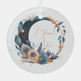 Creëer Uw eigen Blauwgroen & Gouden Bloemenmaan Glas Ornament