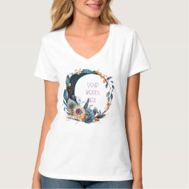 Creëer Uw eigen Blauwgroen & Gouden Bloemenmaan T-shirt
