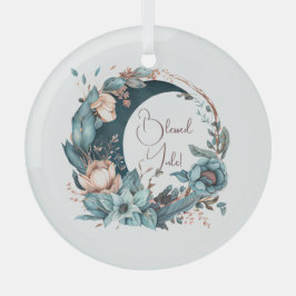 Creëer Uw eigen Blauwgroen & Perzik Bloemenmaan Glas Ornament