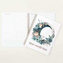 Creëer Uw eigen Blauwgroen & Perzik Bloemenmaan Planner