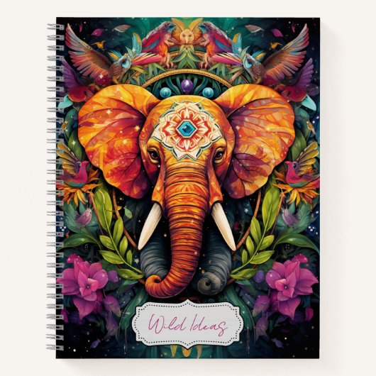 Creëer Uw eigen Bloemen Boho Olifant Totem Dier Notitieboek (Voorkant)