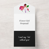 Creëer Uw eigen Bloemenmeisje-voorstel Matte Black All In One Uitnodiging (Binnen)