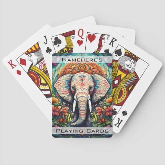 Creëer Uw eigen bloemenolifant Mandala Pokerkaarten (Achterkant)