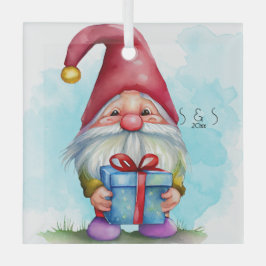 Creëer Uw eigen Blue Cadeau Christmas Gnome Glas Ornament