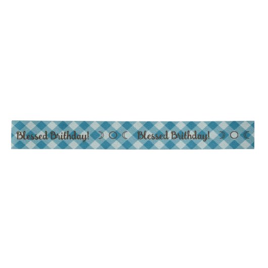 Creëer Uw eigen Blue Gingham Satijnen Lint (Voorkant)