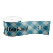 Creëer Uw eigen Blue Gingham Satijnen Lint (Spoel)