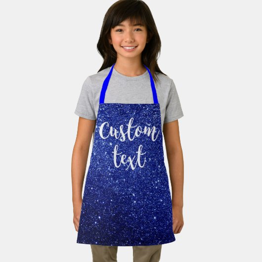 Creëer Uw eigen Blue Glitter gepersonaliseerde Kin Schort (Insitu)