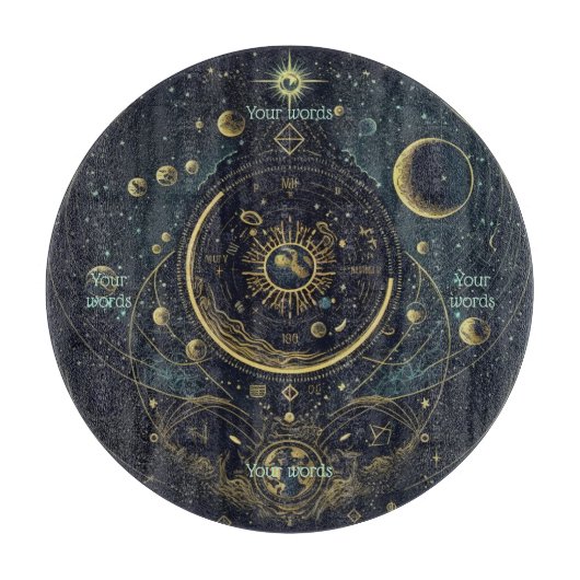 Creëer Uw eigen Blue & Gold Celestial Sky Charts Snijplank (Voorkant)