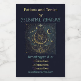Creëer Uw eigen Blue & Gold Celestial Sky Charts Wijn Etiket