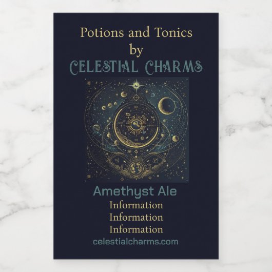 Creëer Uw eigen Blue & Gold Celestial Sky Charts Wijn Etiket (Enkel label)