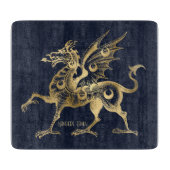 Creëer Uw eigen Blue & Gold Gothic Dragon Snijplank (Voorkant)