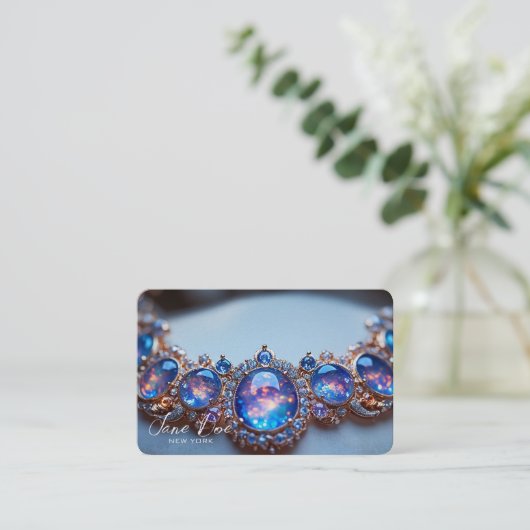 Creëer uw eigen Blue Opal Ketting Visitekaartje (Staand voorkant)